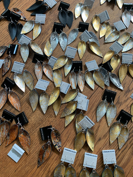 Leather Earrings - Foiled