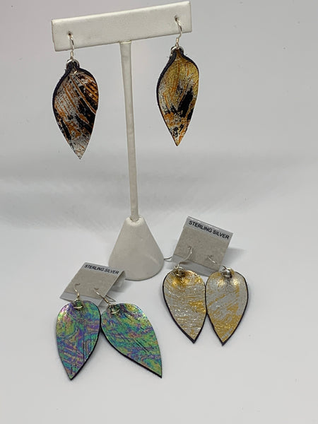 Leather Earrings - Foiled