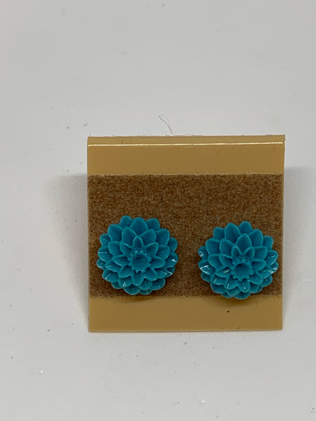 Flower Stud Earrings - Jade