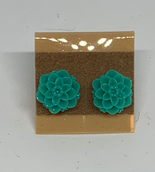 Flower Stud Earrings - Jade