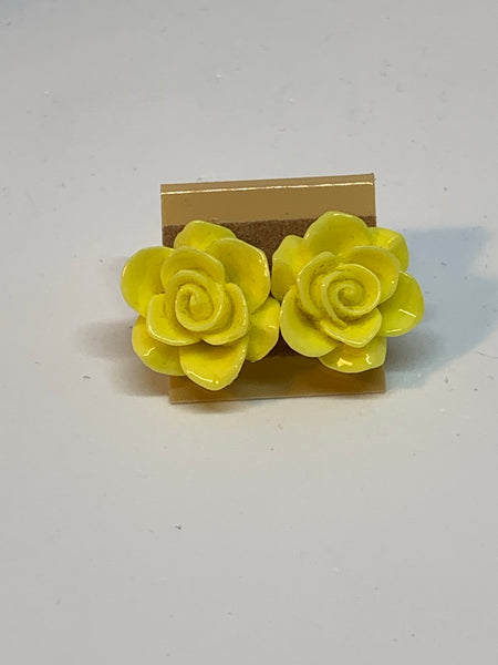 Flower Stud Earrings - Yellow