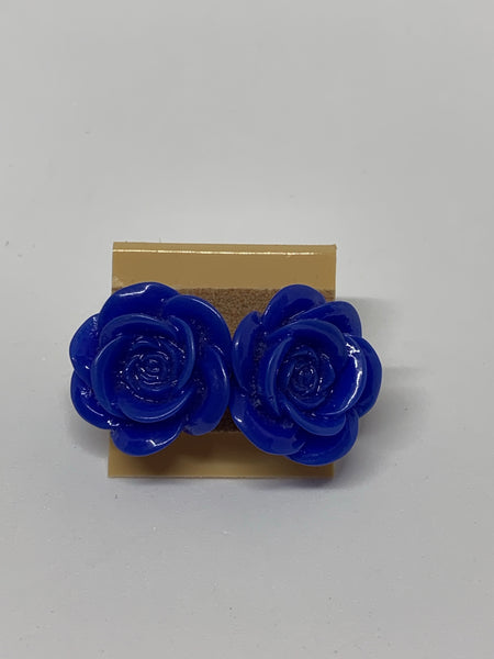 Flower Stud Earrings - Blues
