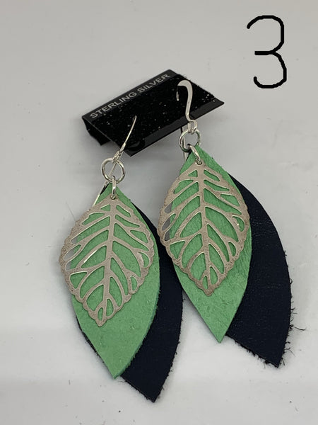 Leather Earrings - Layered Small