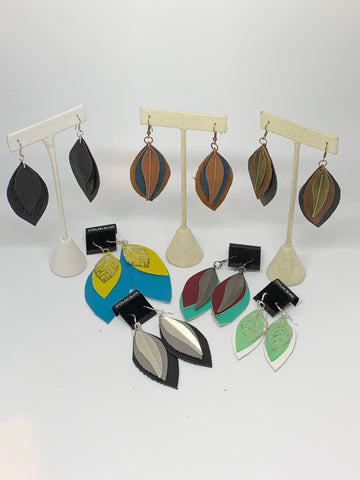 Leather Earrings - Layered Large