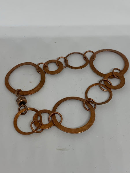 Hammered Hoop Bracelet Bright Copper