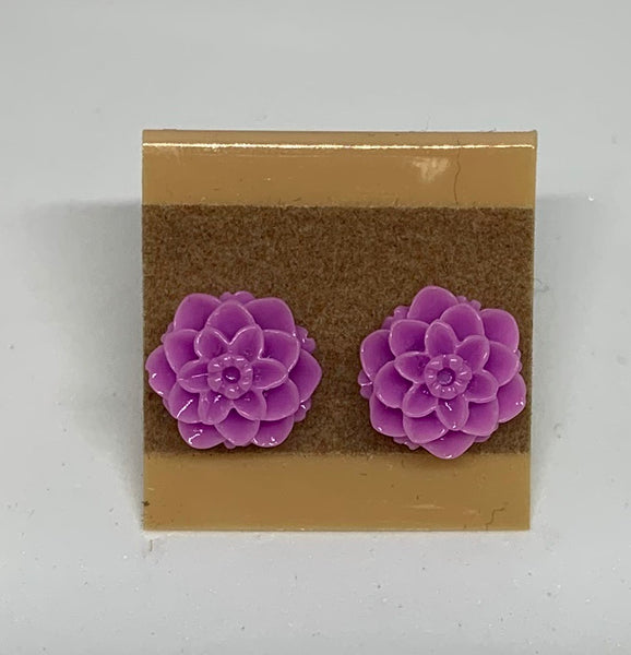 Flower Stud Earrings - Purple