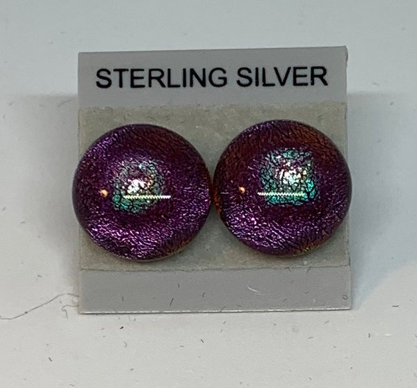 Large Stud earrings - Dichroic Glass/Sterling Silver