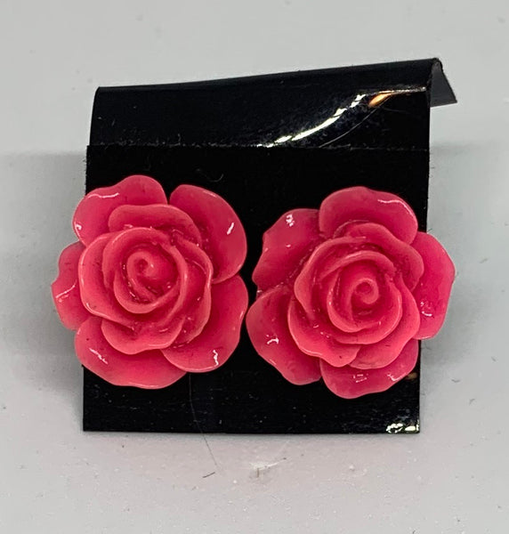 Flower Stud Earrings - Pink