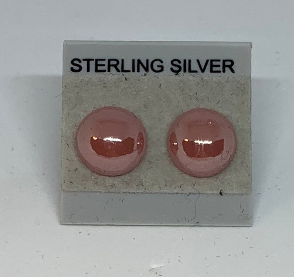 Small Stud earrings - Frosted Glass/Sterling Silver