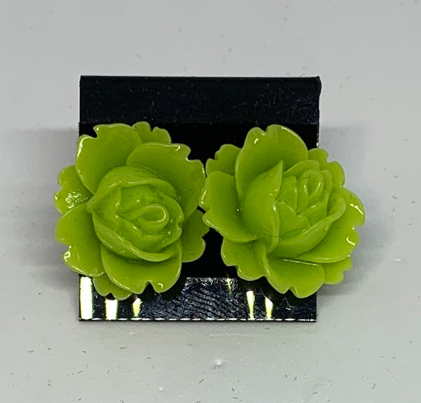 Flower Stud Earrings - Green