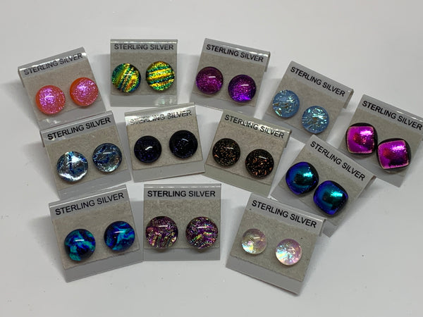 Small Stud earrings - Dichroic Glass/Sterling Silver