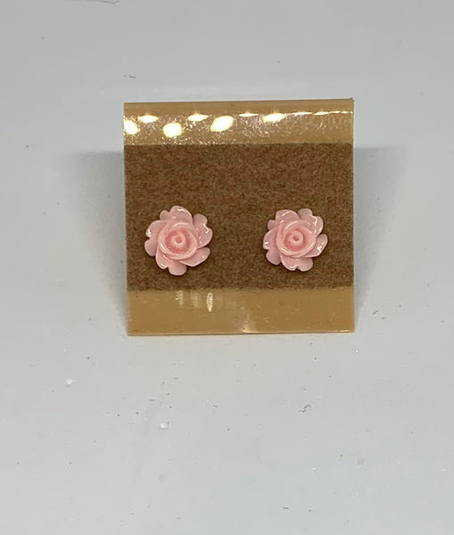 Flower Stud Earrings - Light Pink
