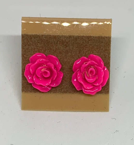 Flower Stud Earrings - Pink