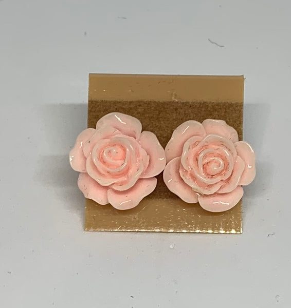 Flower Stud Earrings - Light Pink