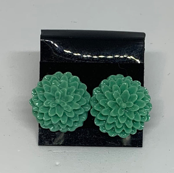 Flower Stud Earrings - Jade