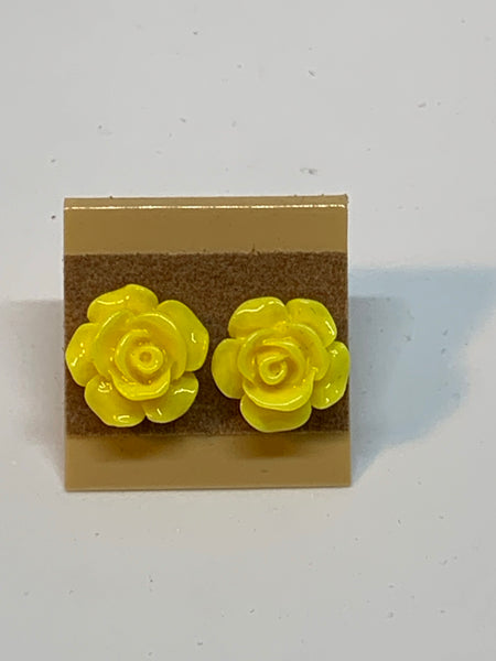 Flower Stud Earrings - Yellow