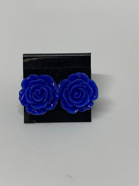 Flower Stud Earrings - Blues