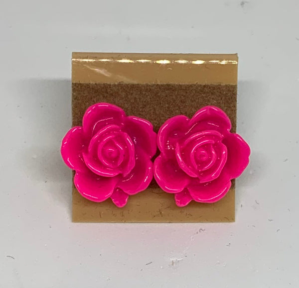 Flower Stud Earrings - Pink