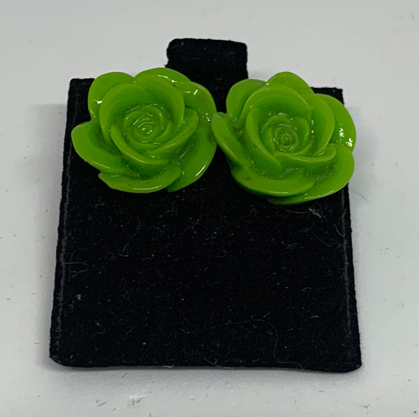 Flower Stud Earrings - Green