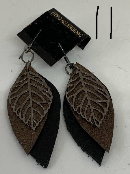 Leather Earrings - Layered Small