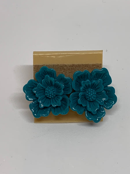 Flower Stud Earrings - Jade