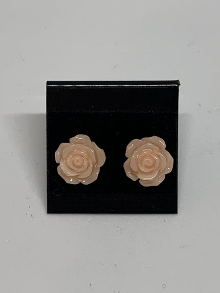 Flower Stud Earrings - Light Pink