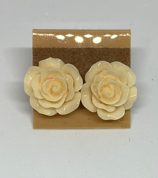 Flower Stud Earrings - Champagne/Peach