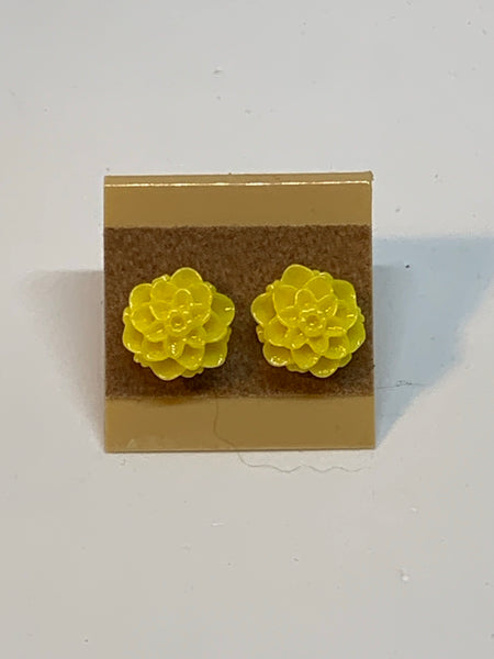 Flower Stud Earrings - Yellow