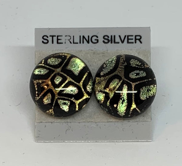 Large Stud earrings - Dichroic Glass/Sterling Silver