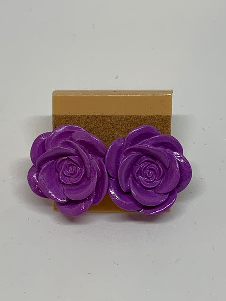 Flower Stud Earrings - Purple