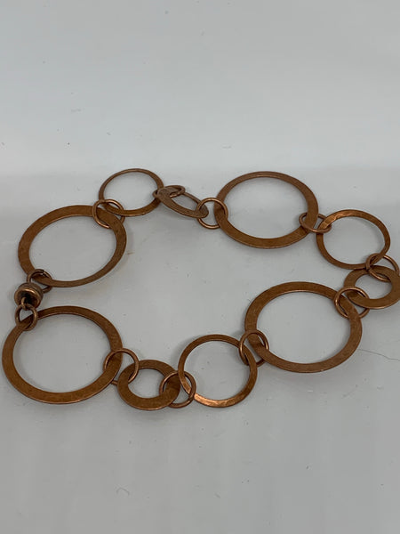 Hammered Hoop Bracelet Bright Copper