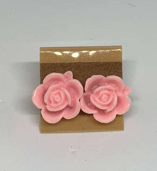 Flower Stud Earrings - Light Pink