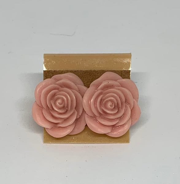 Flower Stud Earrings - Light Pink