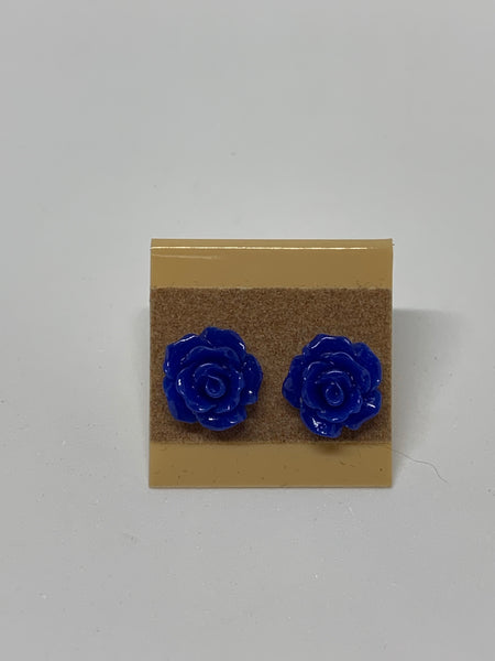 Flower Stud Earrings - Blues