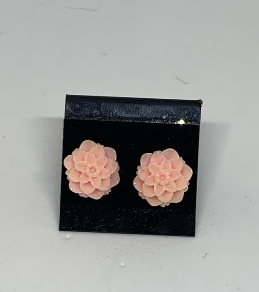 Flower Stud Earrings - Light Pink