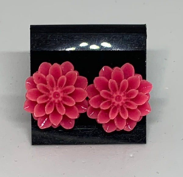 Flower Stud Earrings - Pink