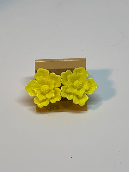 Flower Stud Earrings - Yellow