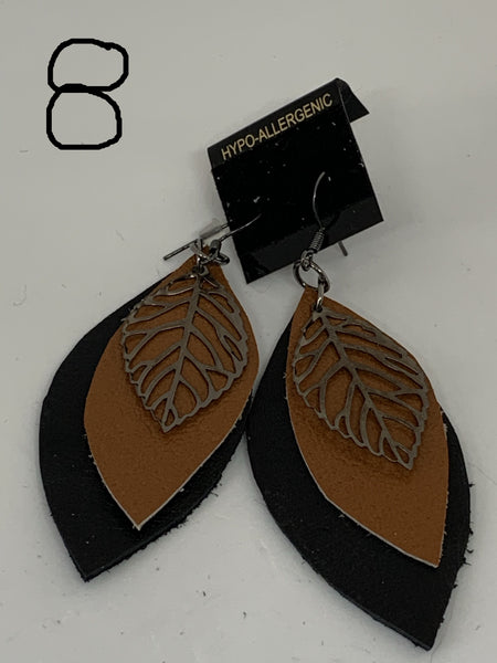 Leather Earrings - Layered Medium