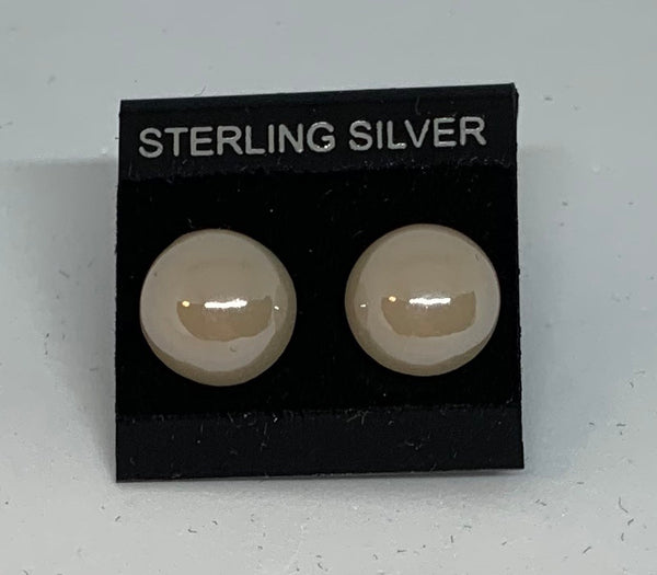 Small Stud earrings - Frosted Glass/Sterling Silver