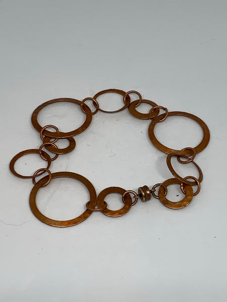 Hammered Hoop Bracelet Bright Copper