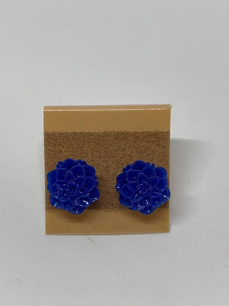 Flower Stud Earrings - Blues