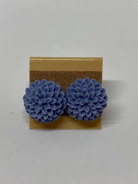 Flower Stud Earrings - Blues