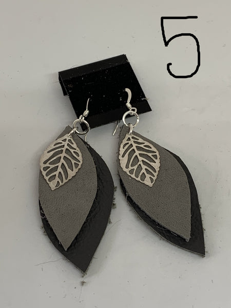 Leather Earrings - Layered Small