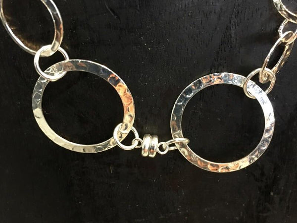 Hammered Hoop Bracelet Silver