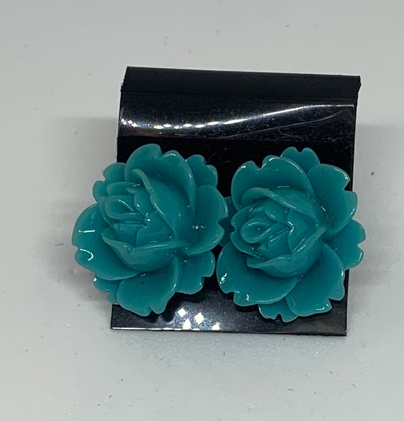 Flower Stud Earrings - Jade