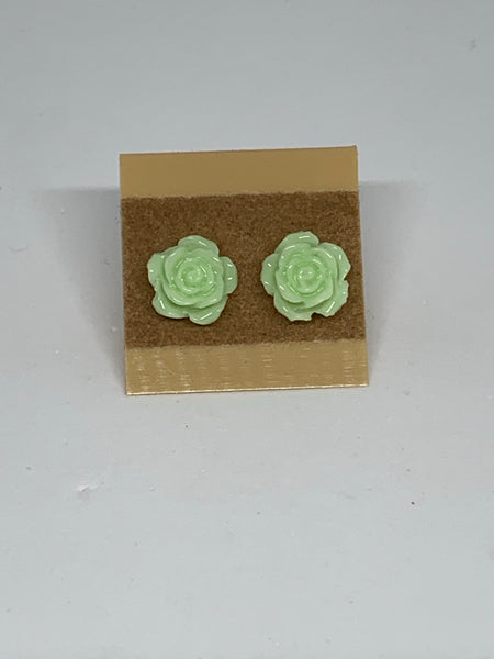 Flower Stud Earrings - Mint Green