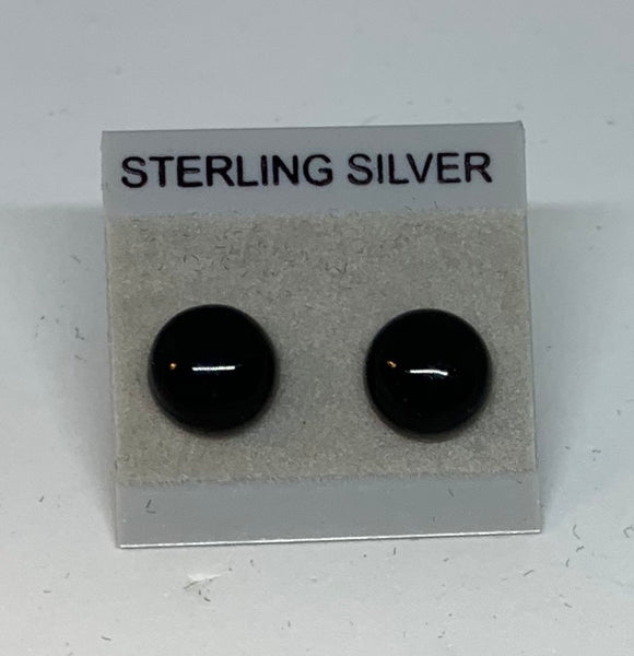 Small Stud earrings - Frosted Glass/Sterling Silver