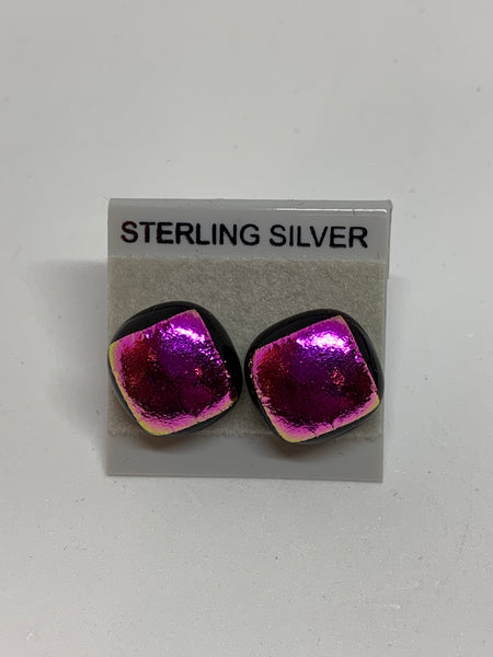 Small Stud earrings - Dichroic Glass/Sterling Silver