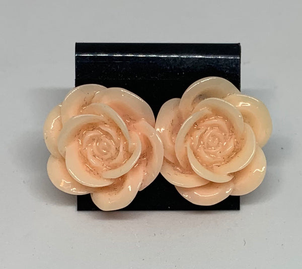 Flower Stud Earrings - Champagne/Peach