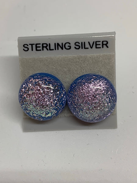 Large Stud earrings - Dichroic Glass/Sterling Silver